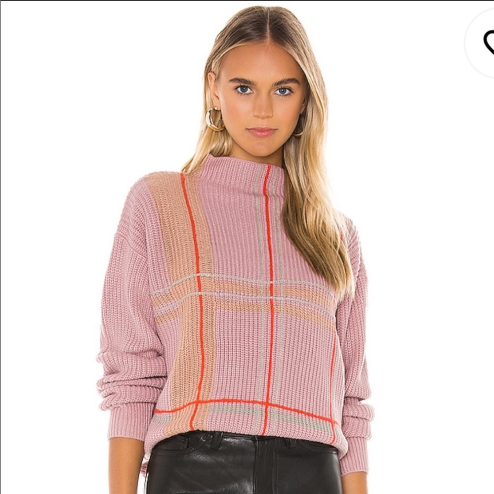 Revolve Line & Dot Violet Checkered Sweater